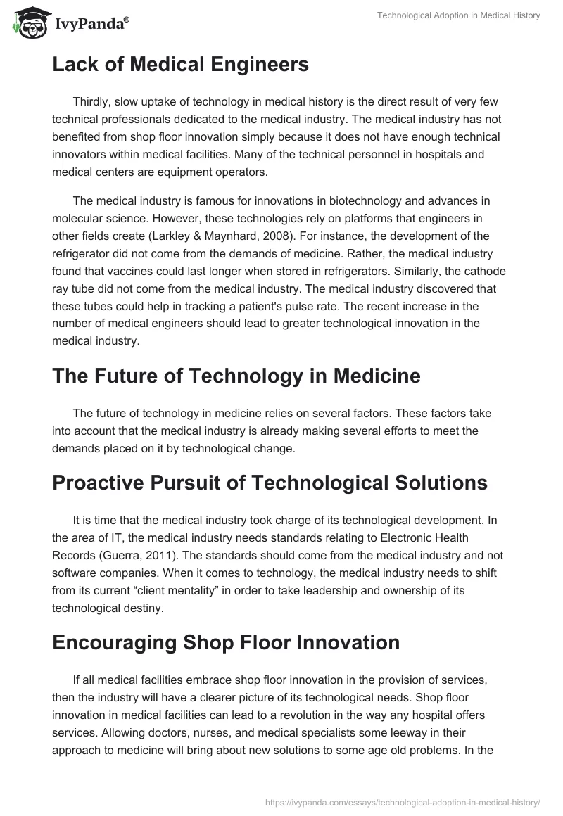 Technological Adoption in Medical History. Page 4