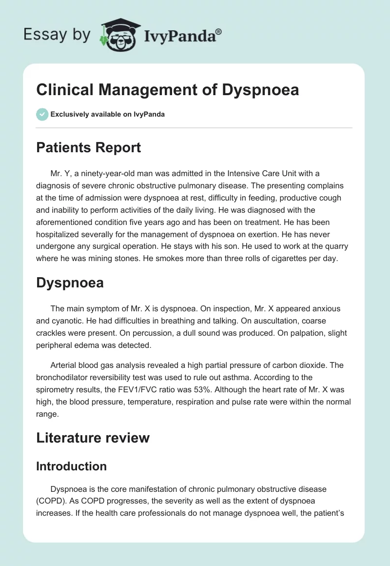 Clinical Management of Dyspnoea. Page 1