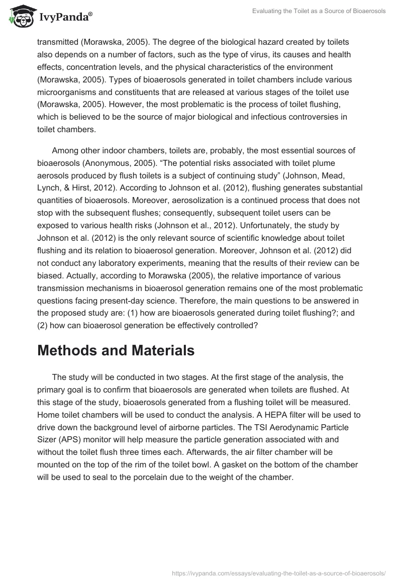 Evaluating the Toilet as a Source of Bioaerosols. Page 2