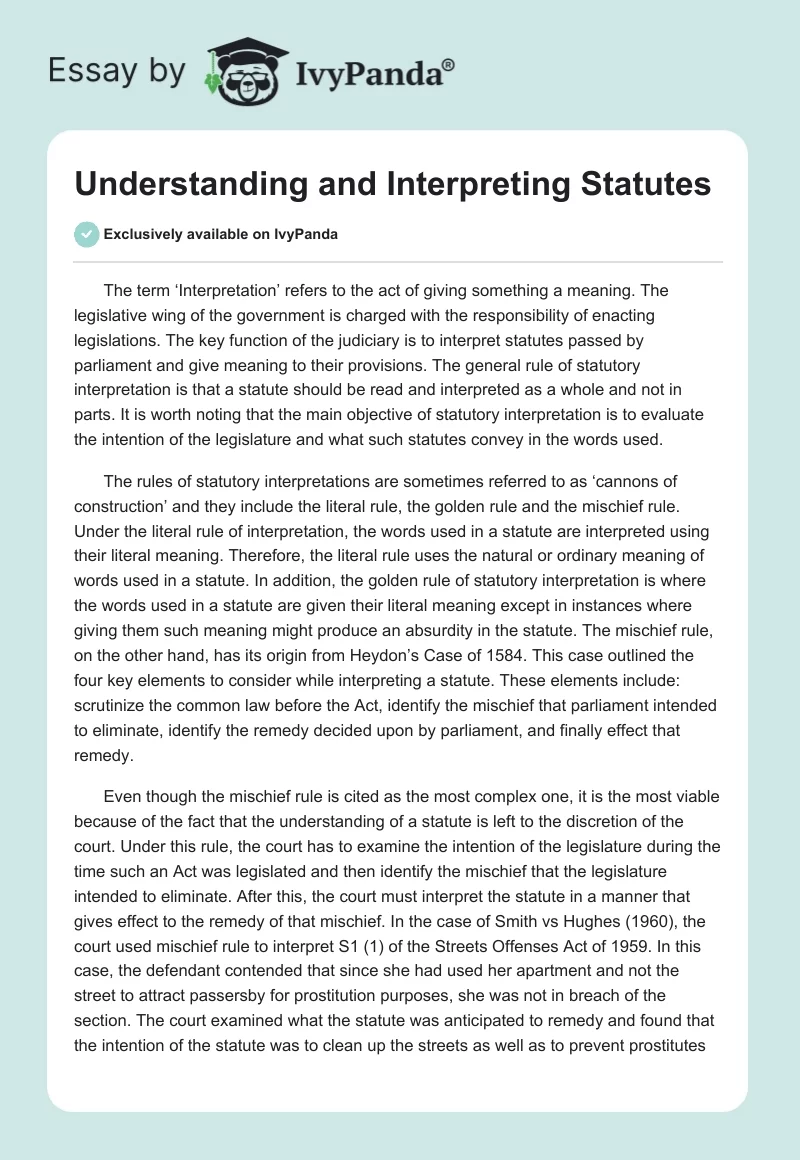 Understanding and Interpreting Statutes. Page 1
