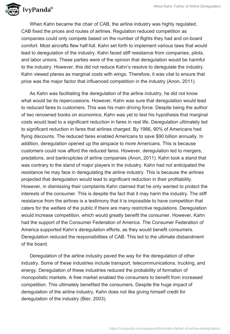 Alfred Kahn: Father of Airline Deregulation. Page 2