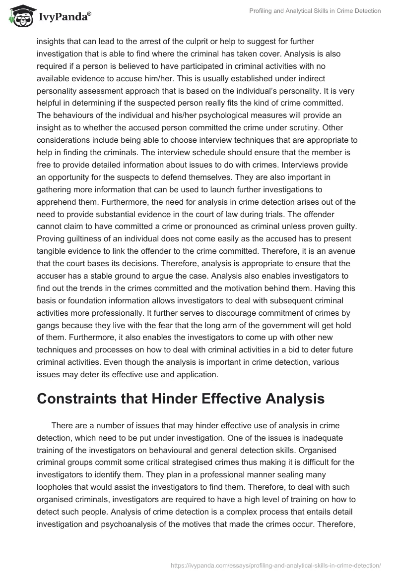 Profiling and Analytical Skills in Crime Detection. Page 5