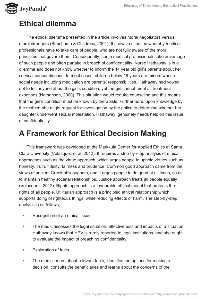 Principles of Ethics Among Biomedical Practitioners. Page 2