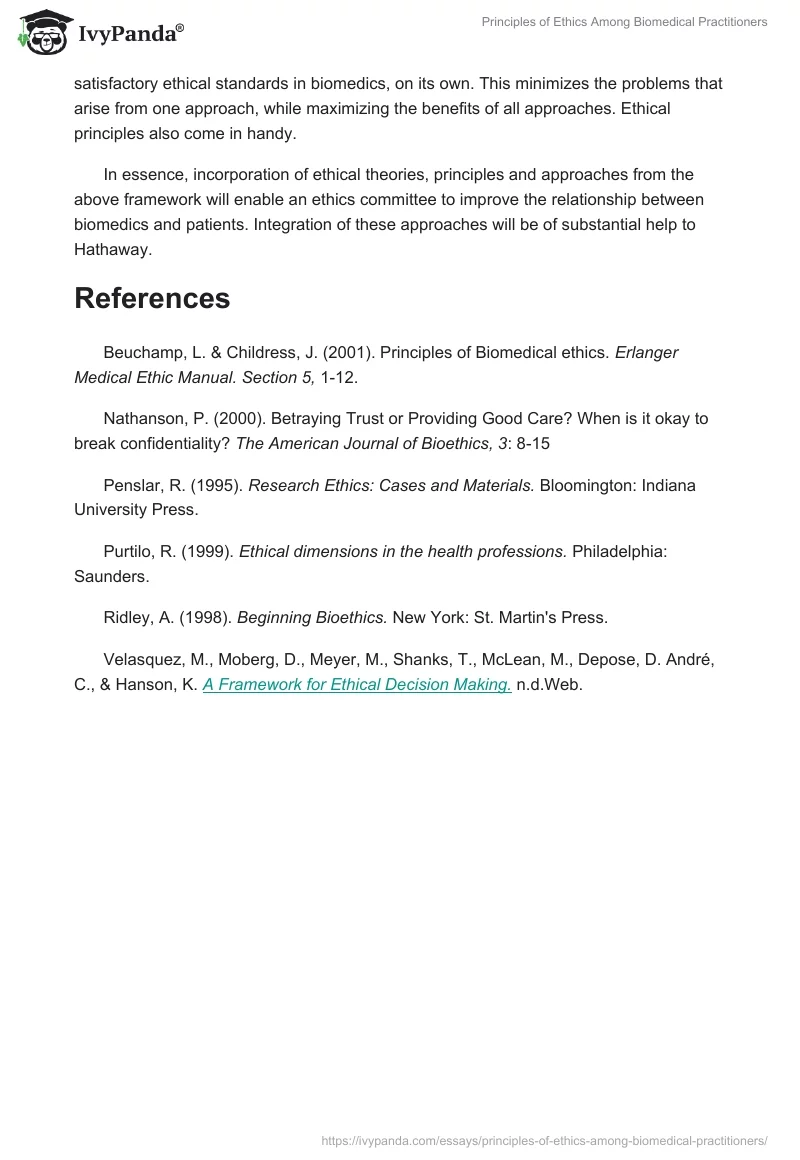 Principles of Ethics Among Biomedical Practitioners. Page 4