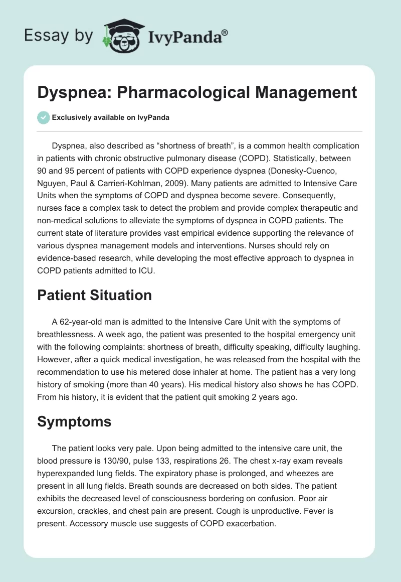 Dyspnea: Pharmacological Management. Page 1