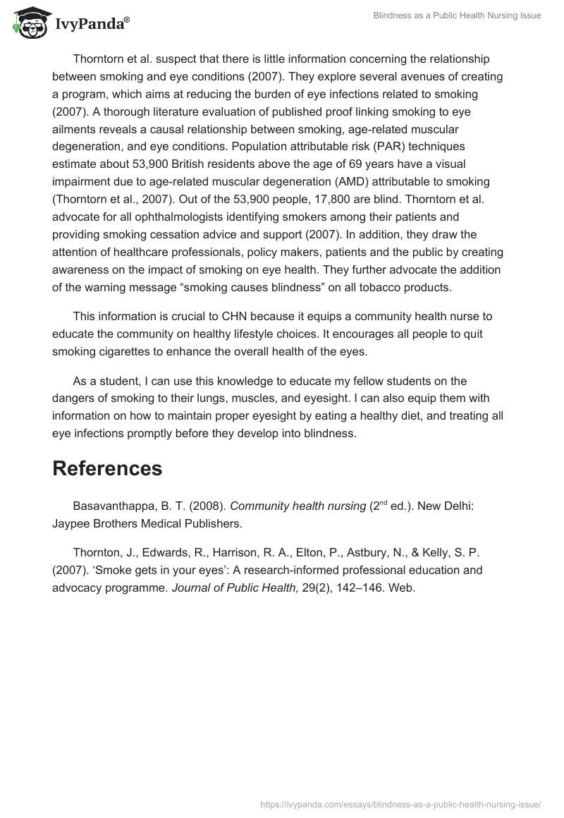 Blindness as a Public Health Nursing Issue. Page 2