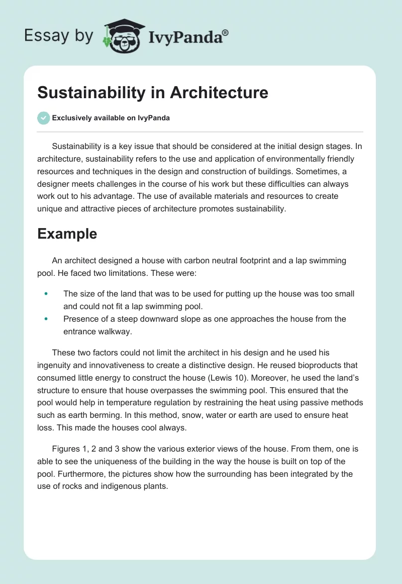 Sustainability in Architecture. Page 1