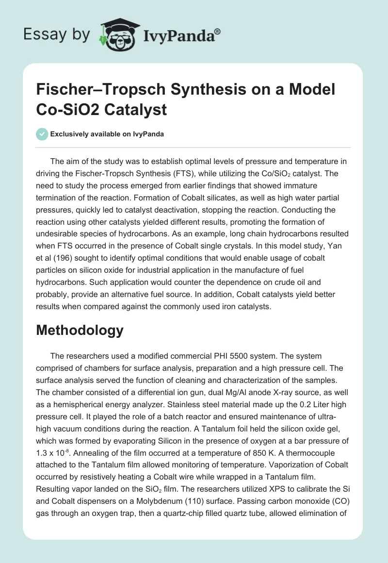 Fischer–Tropsch Synthesis on a Model Co-SiO2 Catalyst. Page 1