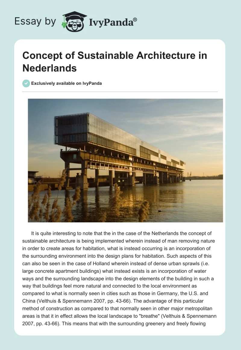 Concept of Sustainable Architecture in Nederlands. Page 1