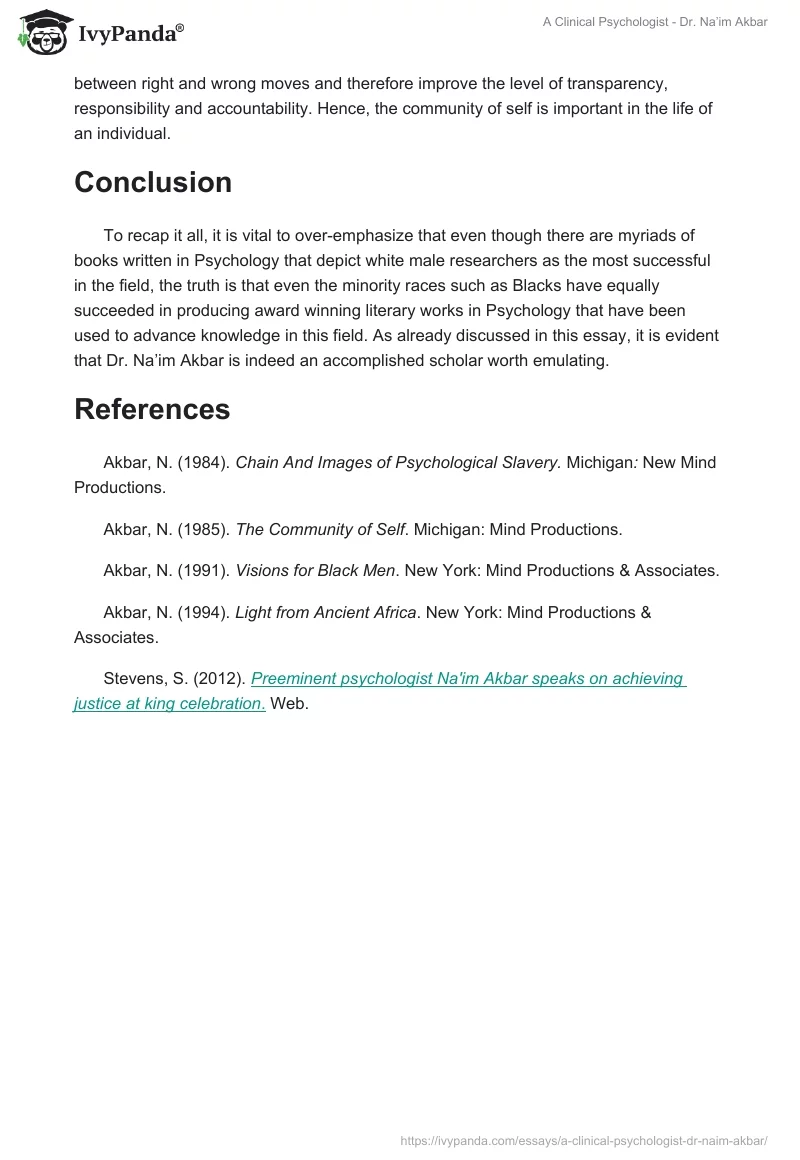 A Clinical Psychologist - Dr. Na’im Akbar. Page 4