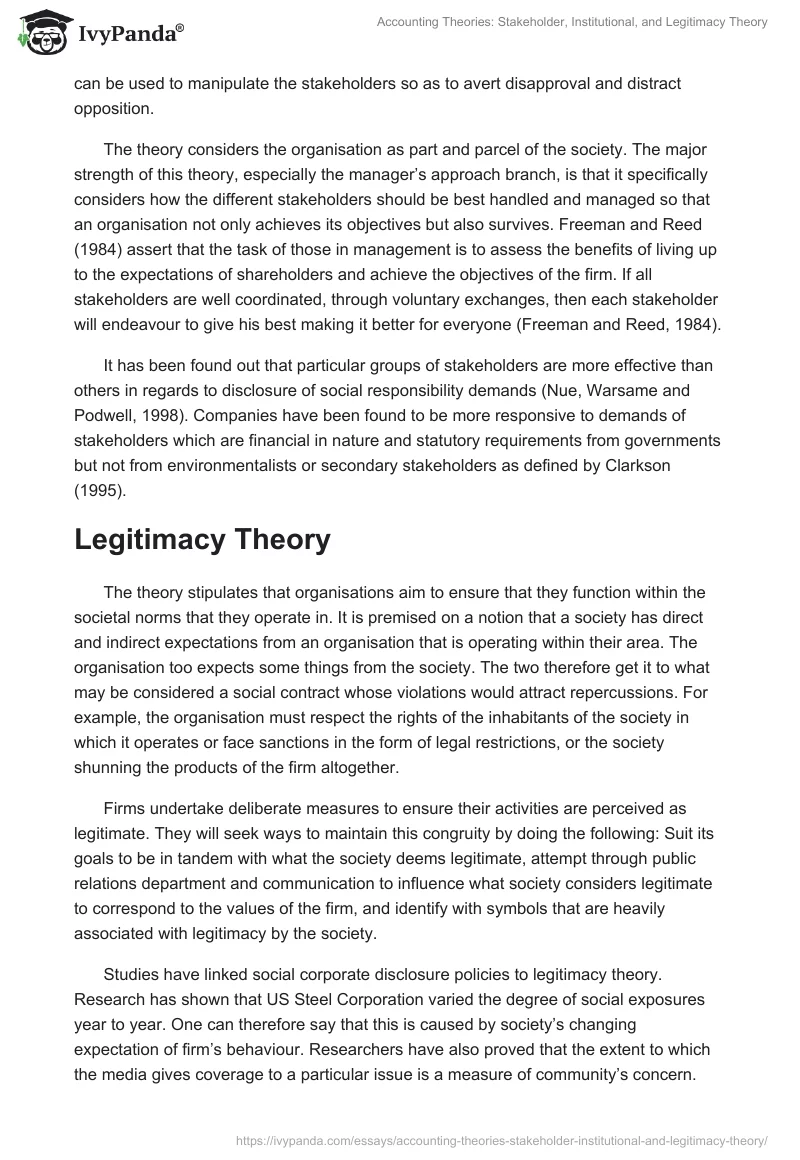 Accounting Theories: Stakeholder, Institutional, and Legitimacy Theory. Page 2