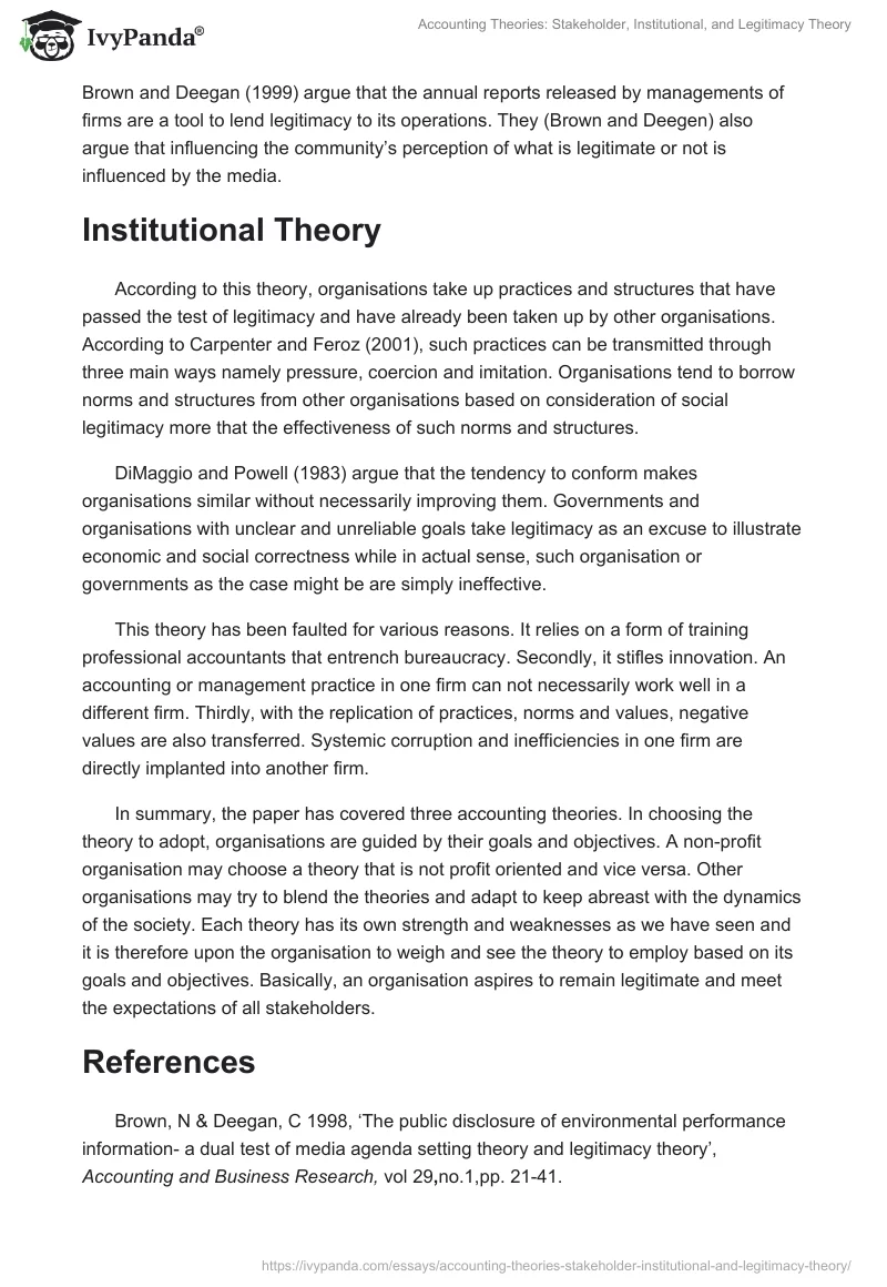 Accounting Theories: Stakeholder, Institutional, and Legitimacy Theory. Page 3