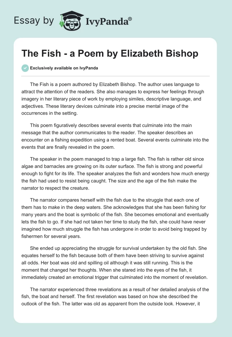 The Fish - a Poem by Elizabeth Bishop. Page 1
