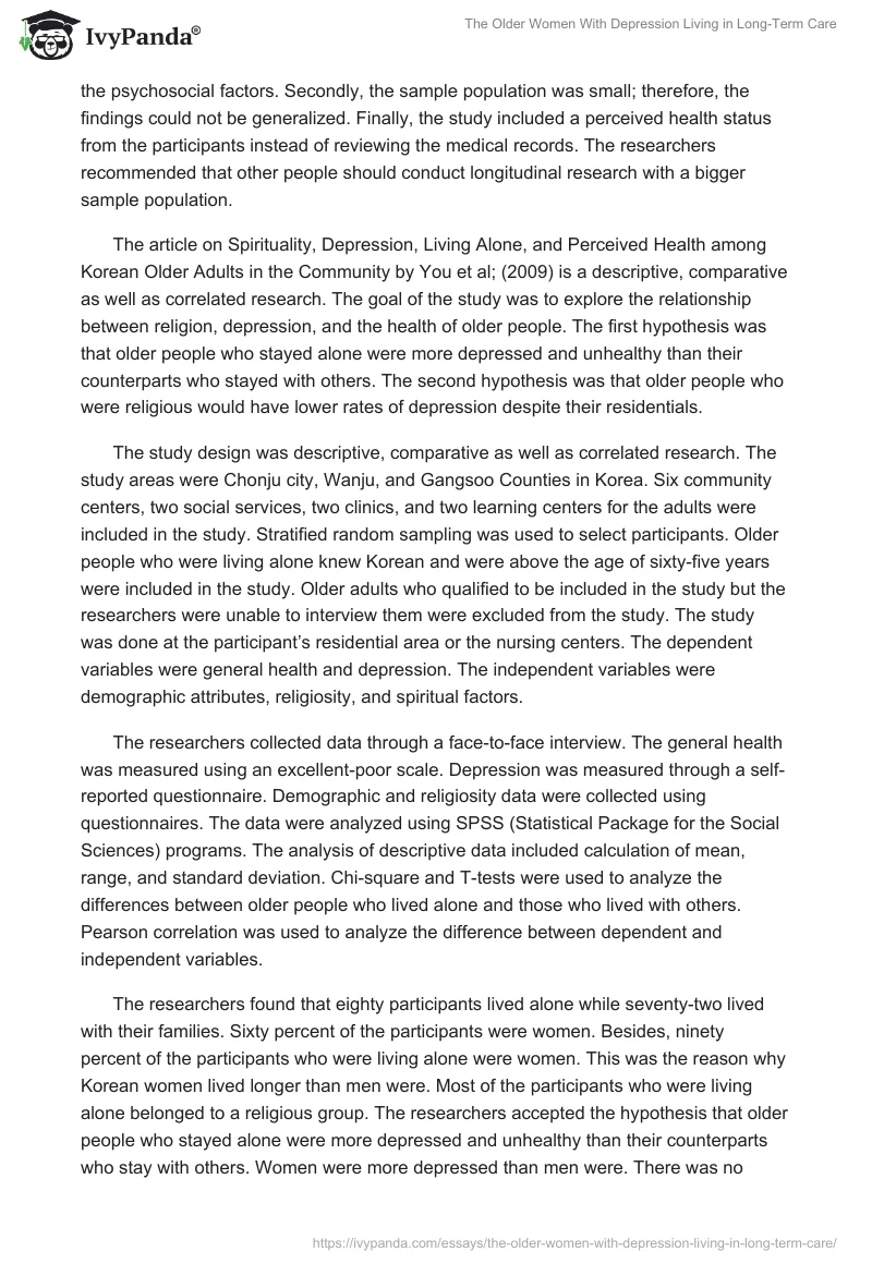 The Older Women With Depression Living in Long-Term Care. Page 3