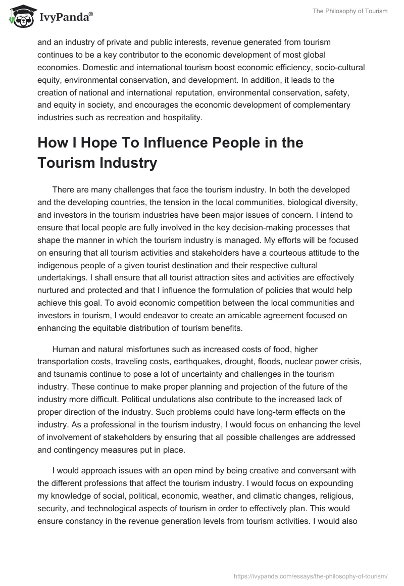 The Philosophy of Tourism. Page 3