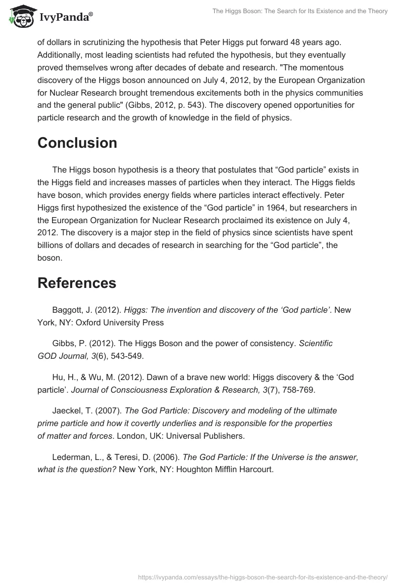 The Higgs Boson: The Search for Its Existence and the Theory. Page 4