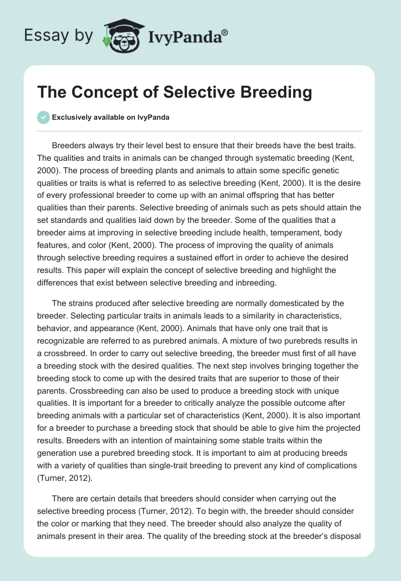 The Concept of Selective Breeding. Page 1