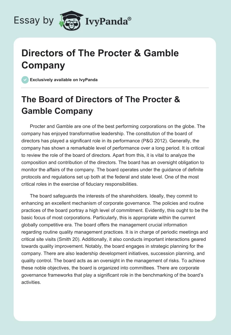 Directors of The Procter & Gamble Company. Page 1