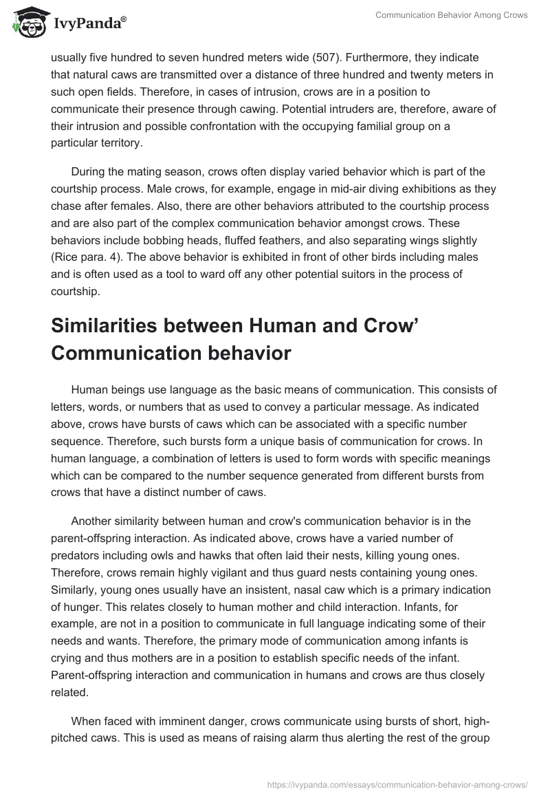 Communication Behavior Among Crows. Page 3