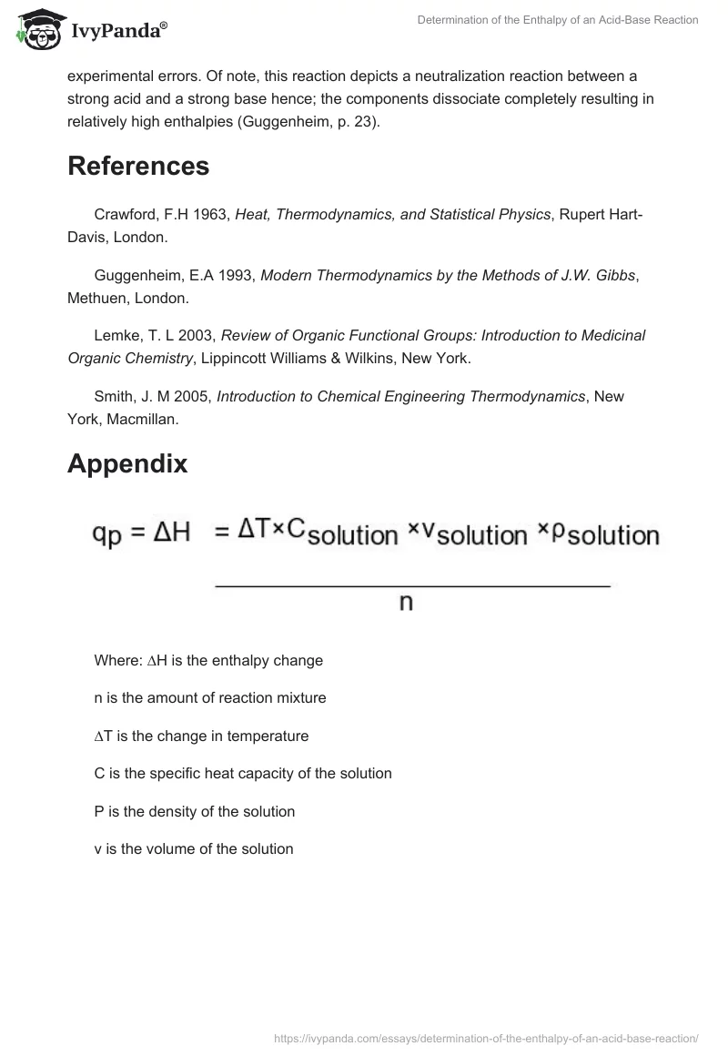 Determination of the Enthalpy of an Acid-Base Reaction. Page 4