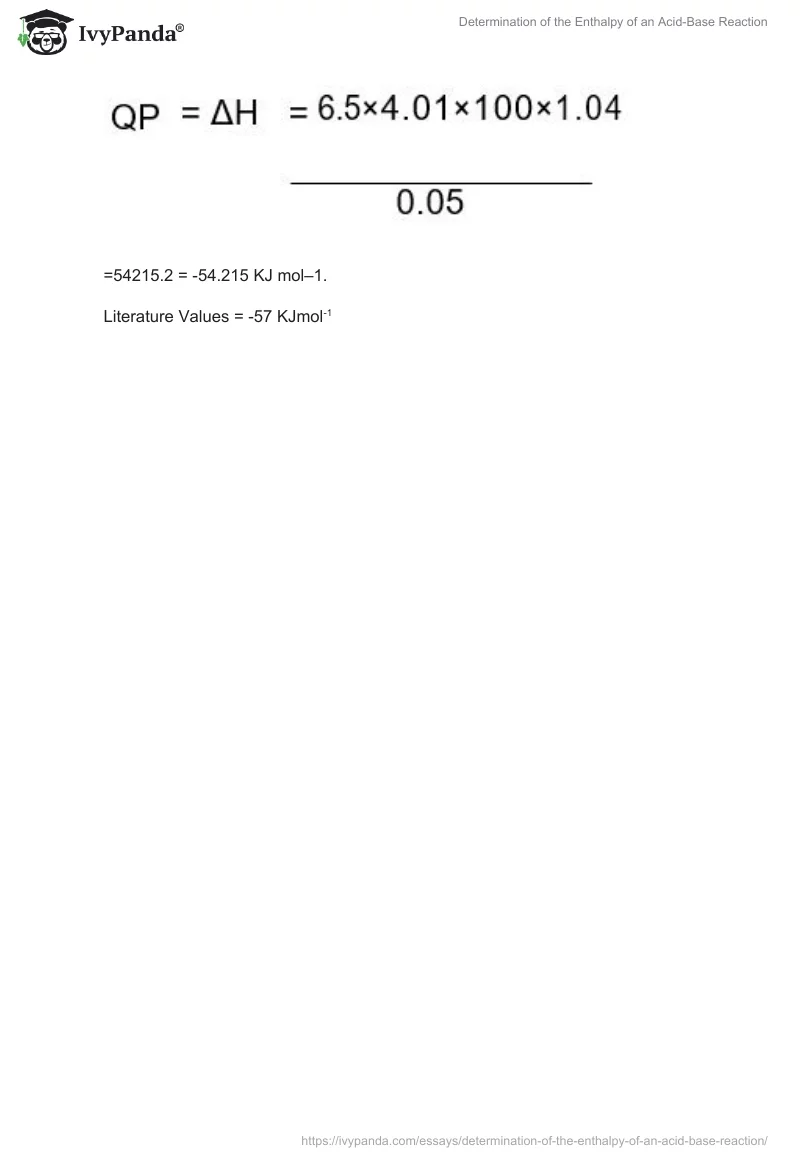 Determination of the Enthalpy of an Acid-Base Reaction. Page 5