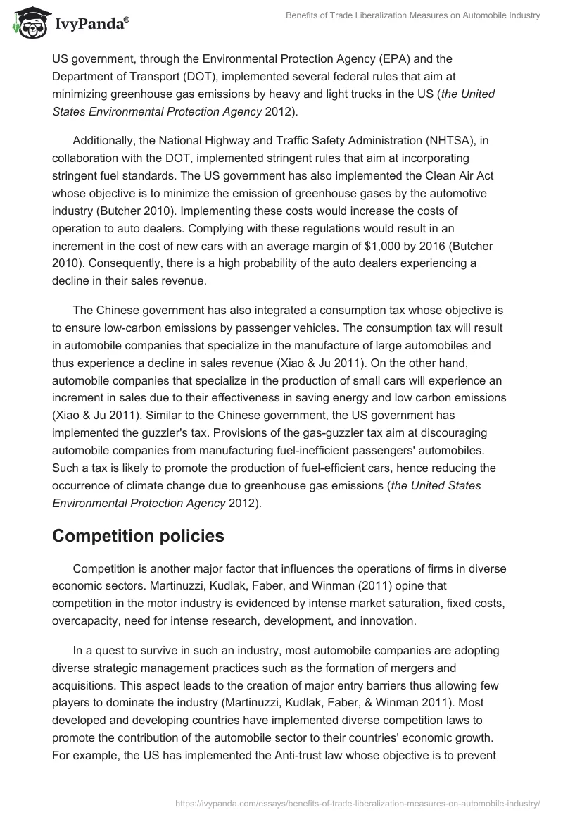 Benefits of Trade Liberalization Measures on Automobile Industry. Page 2
