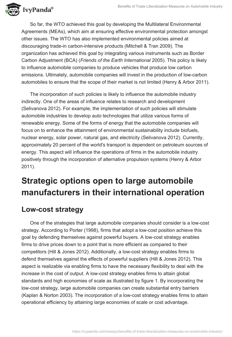 Benefits of Trade Liberalization Measures on Automobile Industry. Page 4