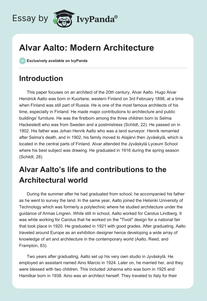 Alvar Aalto: Modern Architecture. Page 1