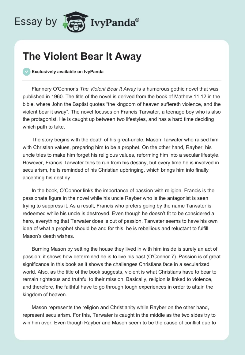 The Violent Bear It Away. Page 1