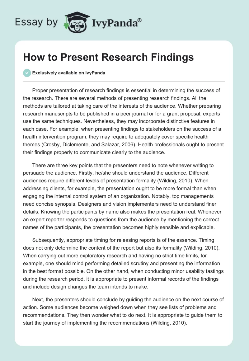 How to Present Research Findings. Page 1