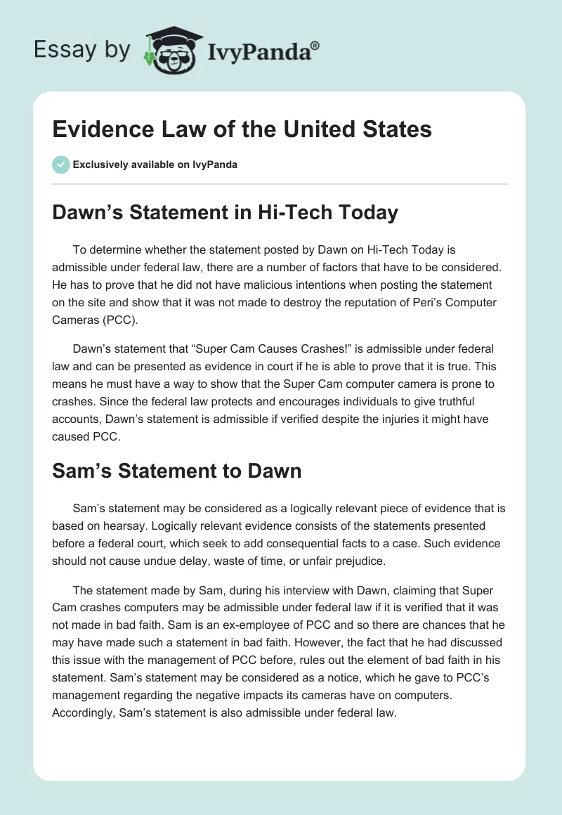 Evidence Law of the United States. Page 1
