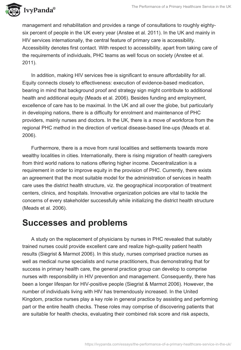 The Performance of a Primary Healthcare Service in the UK. Page 3