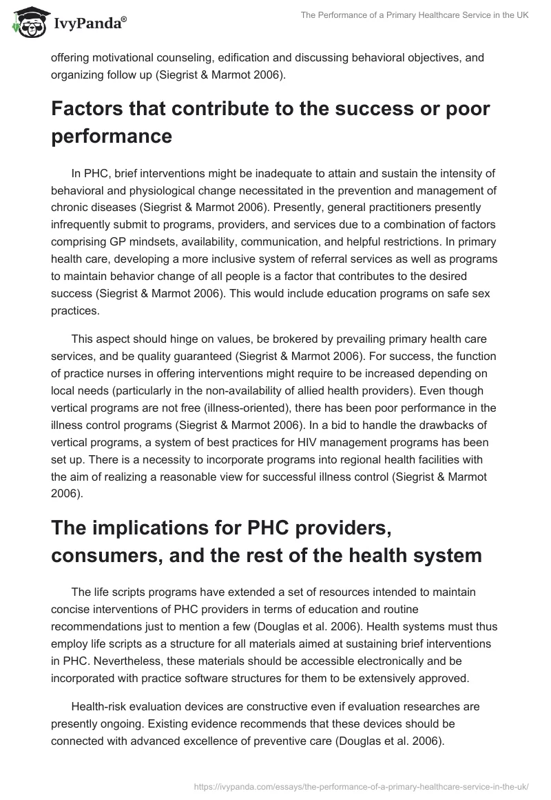 The Performance of a Primary Healthcare Service in the UK. Page 4