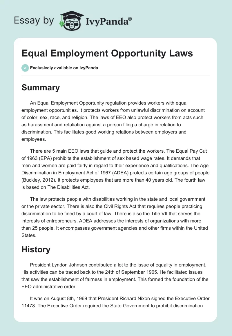 Equal Employment Opportunity Laws. Page 1