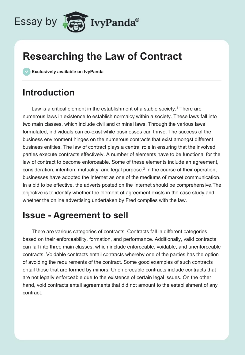 Researching the Law of Contract. Page 1