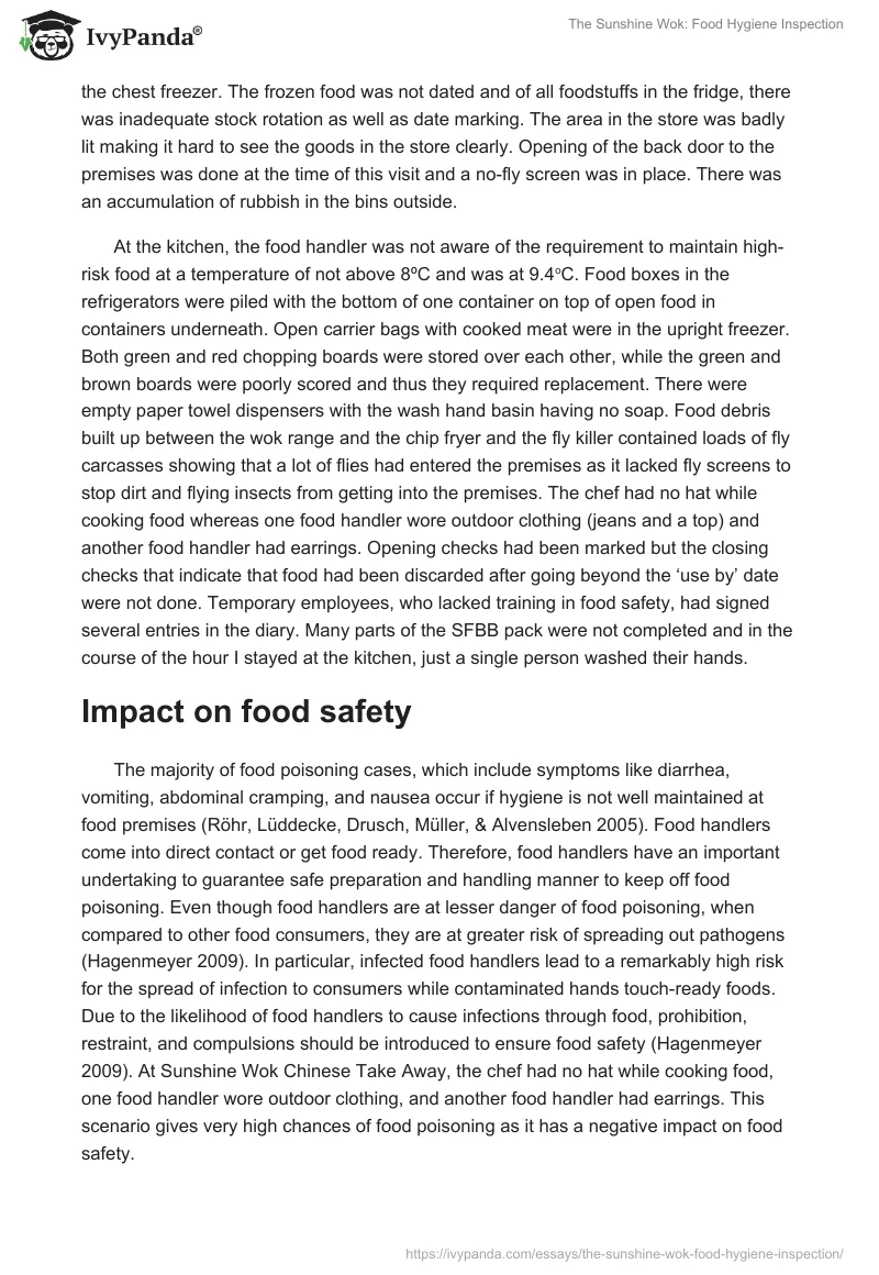 The Sunshine Wok: Food Hygiene Inspection. Page 2
