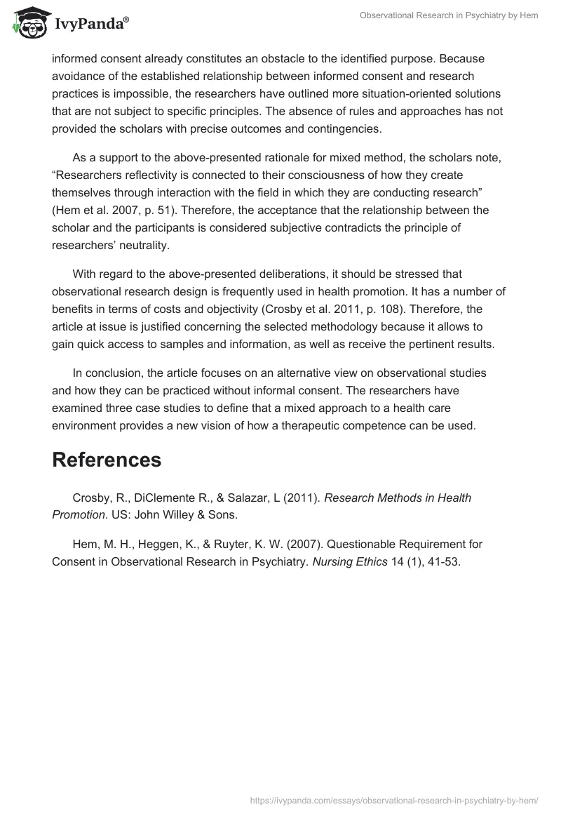 "Observational Research in Psychiatry" by Hem. Page 2