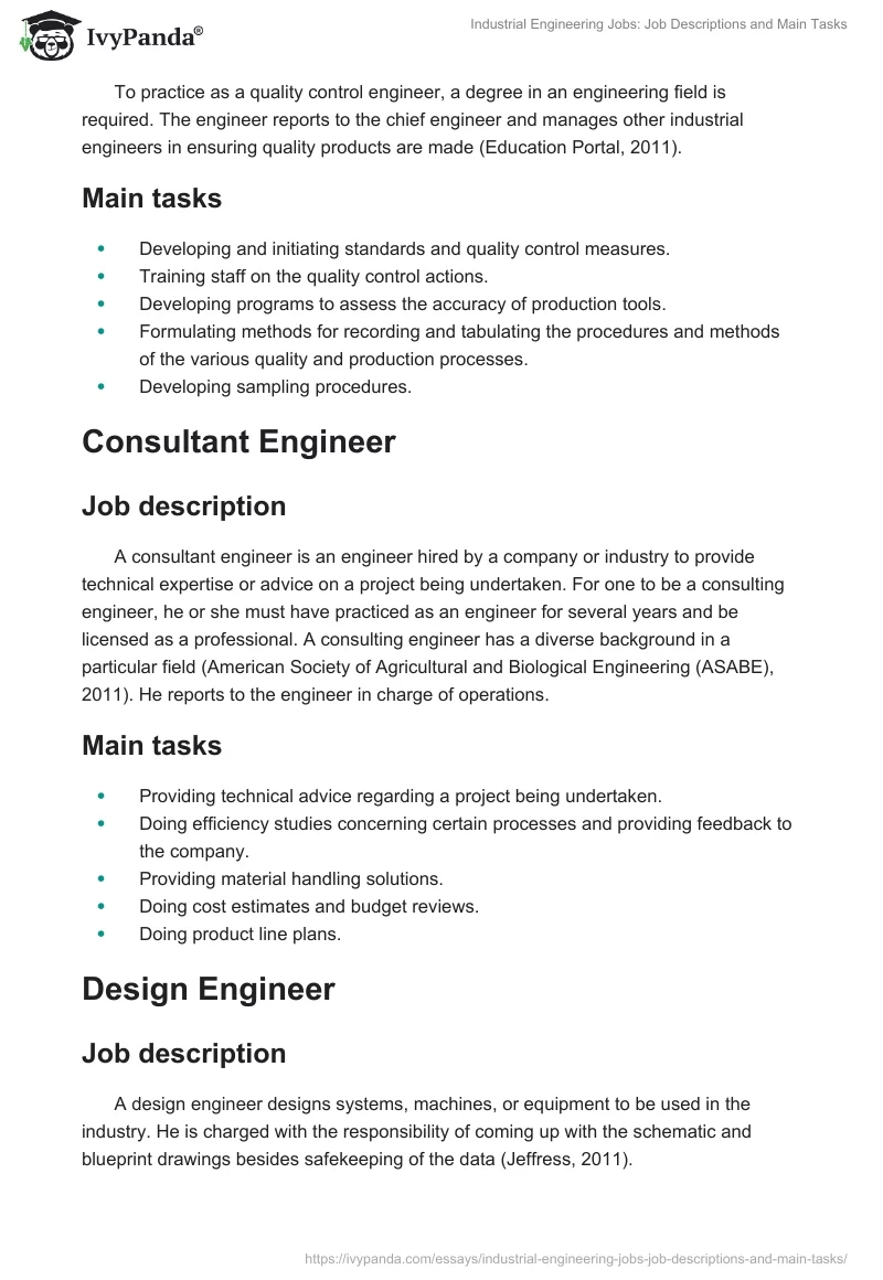 Industrial Engineering Jobs: Job Descriptions and Main Tasks. Page 4