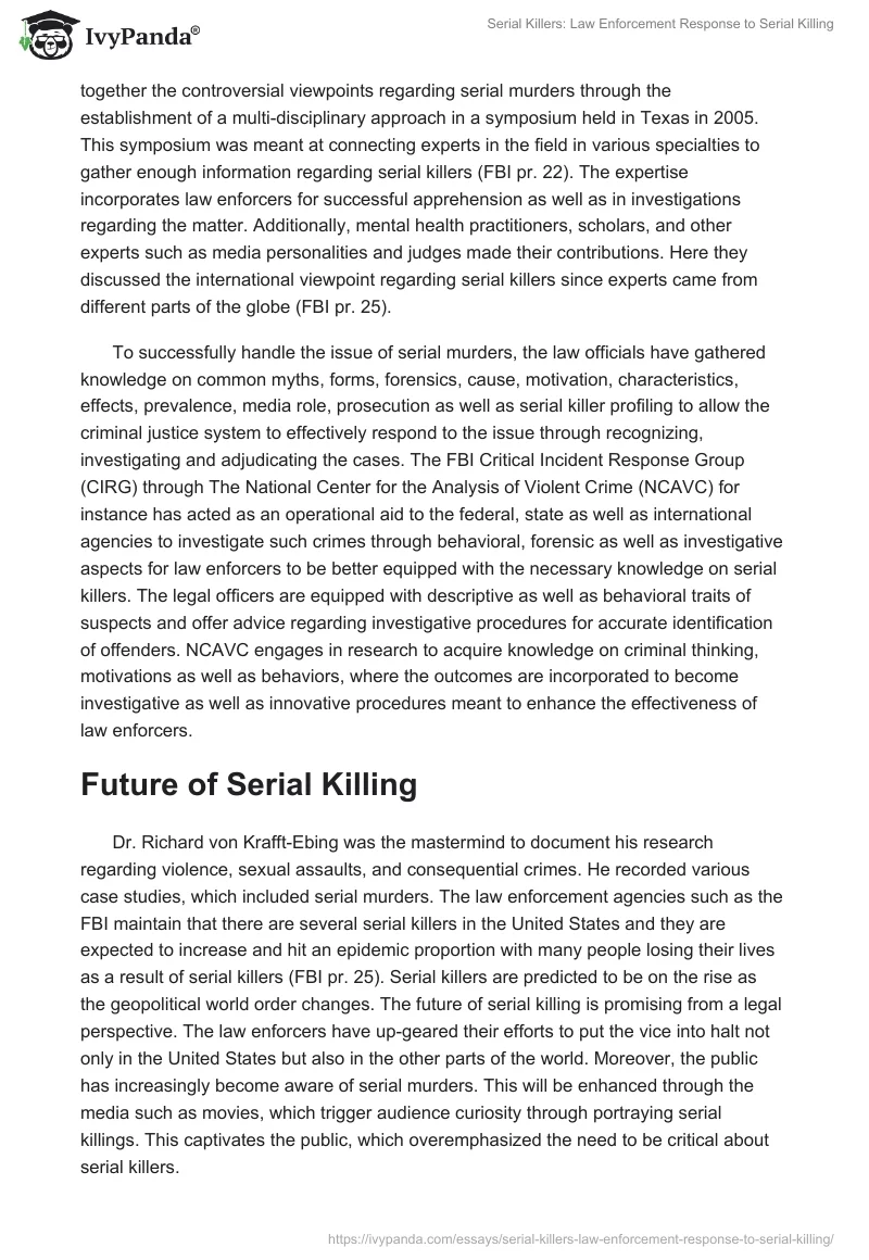 Serial Killers: Law Enforcement Response to Serial Killing. Page 2