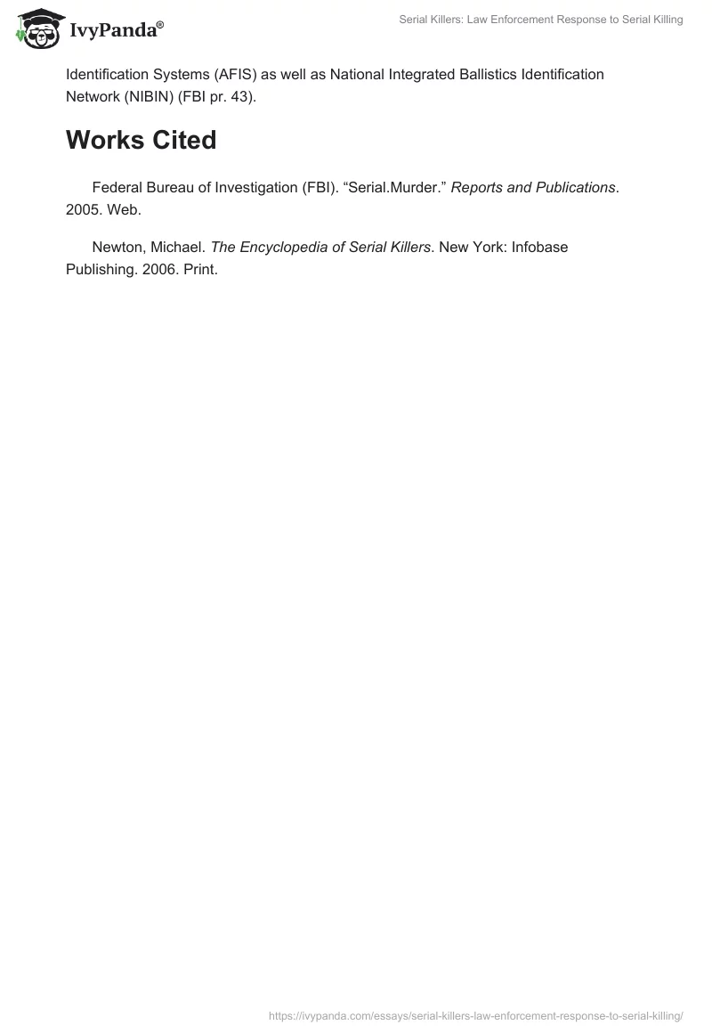 Serial Killers: Law Enforcement Response to Serial Killing. Page 4
