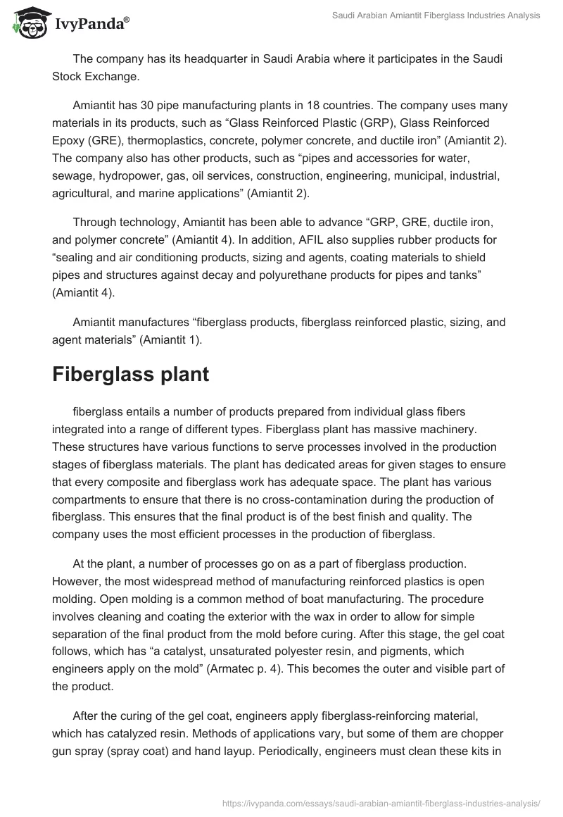 Saudi Arabian Amiantit Fiberglass Industries Analysis. Page 2