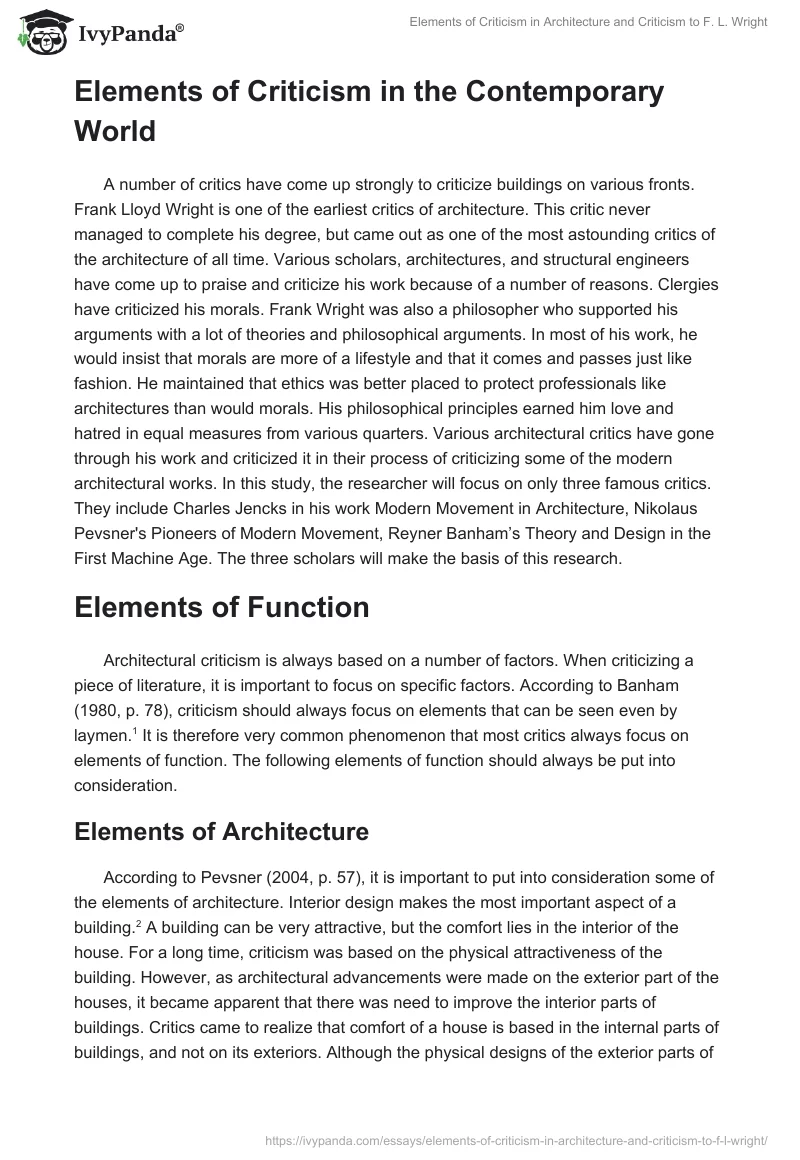 Elements of Criticism in Architecture and Criticism to F. L. Wright. Page 3