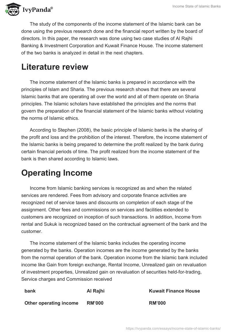 Income State of Islamic Banks. Page 2
