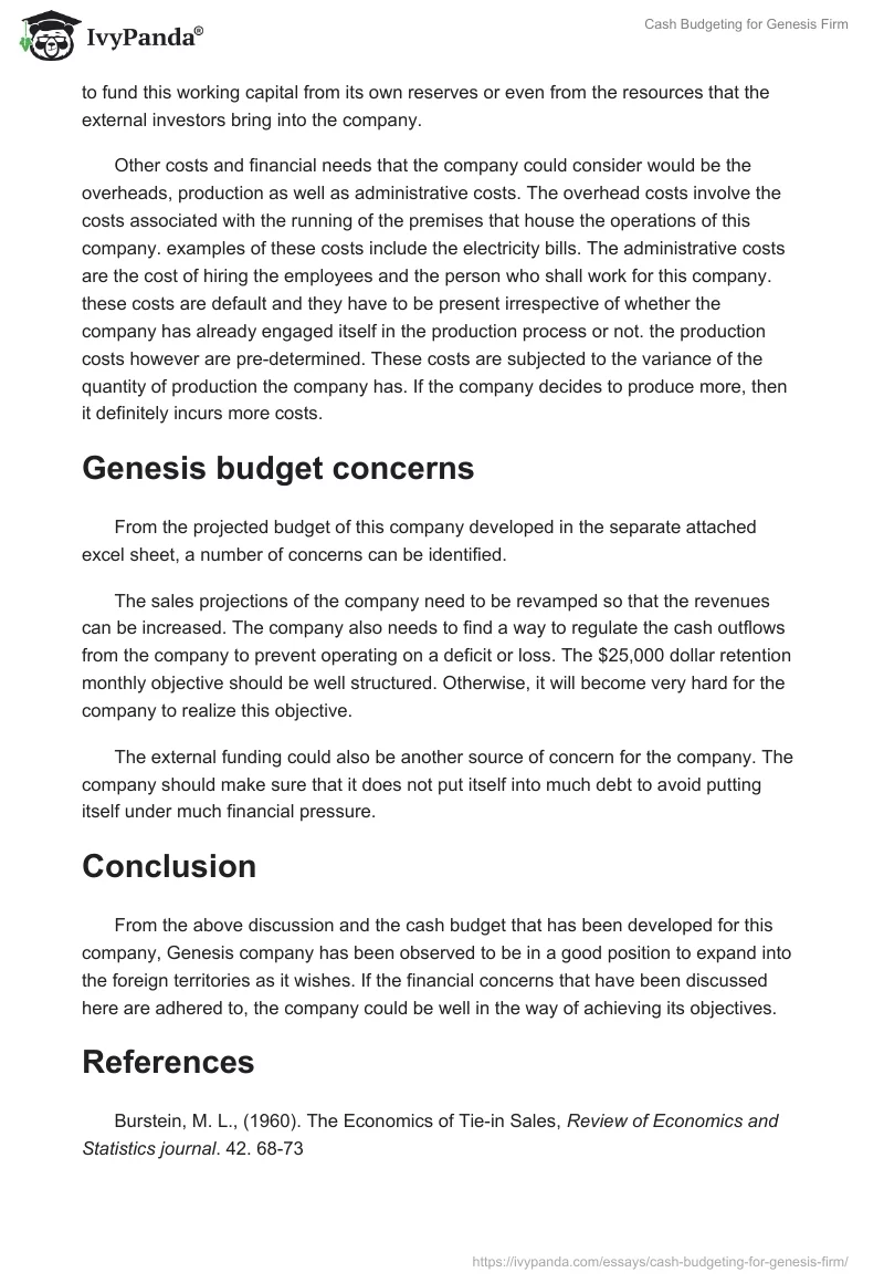 Cash Budgeting for Genesis Firm. Page 3