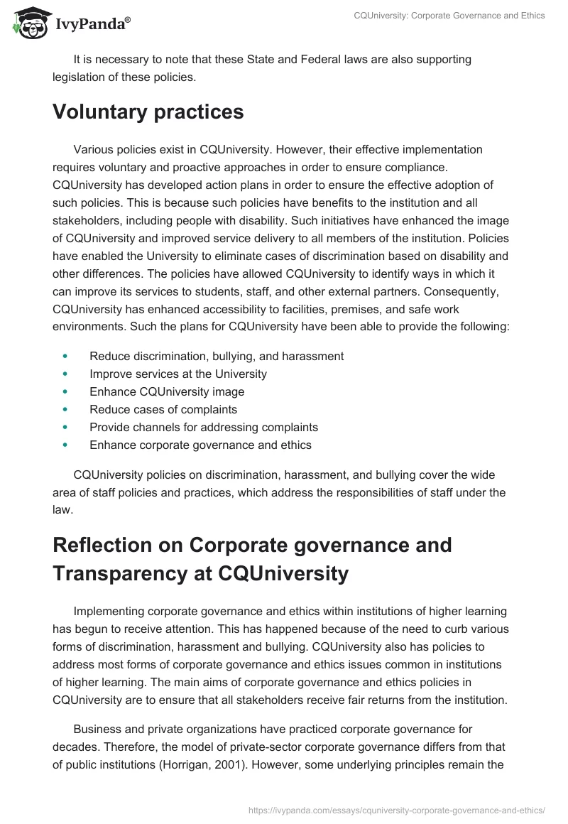 CQUniversity: Corporate Governance and Ethics. Page 5