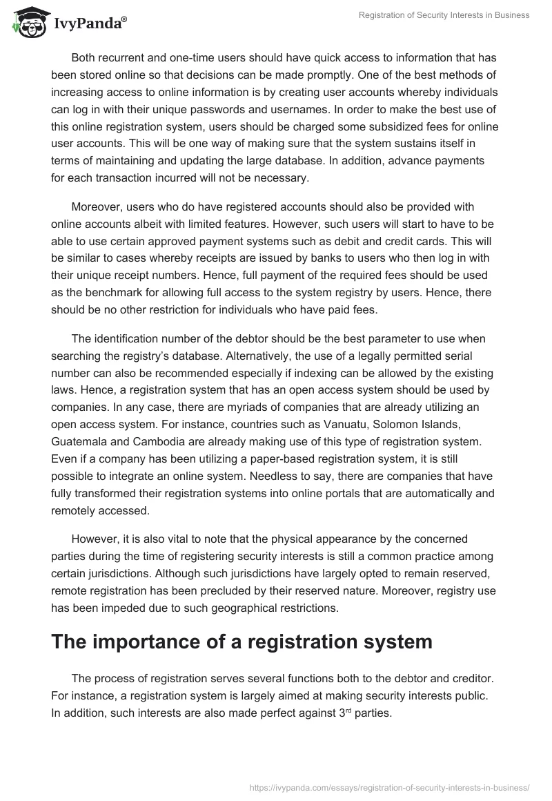Registration of Security Interests in Business. Page 4