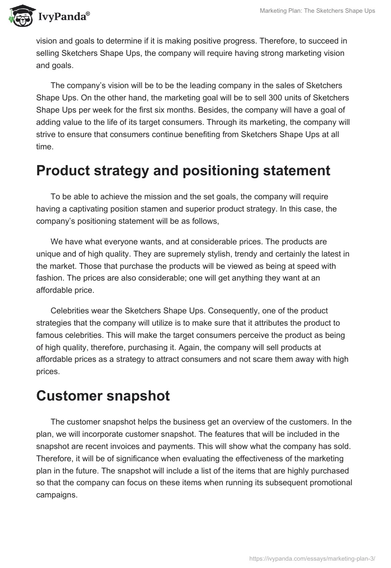 Marketing Plan: The Sketchers Shape Ups. Page 4