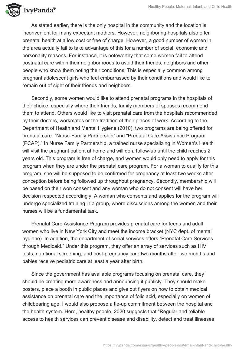 Healthy People: Maternal, Infant, and Child Health. Page 2