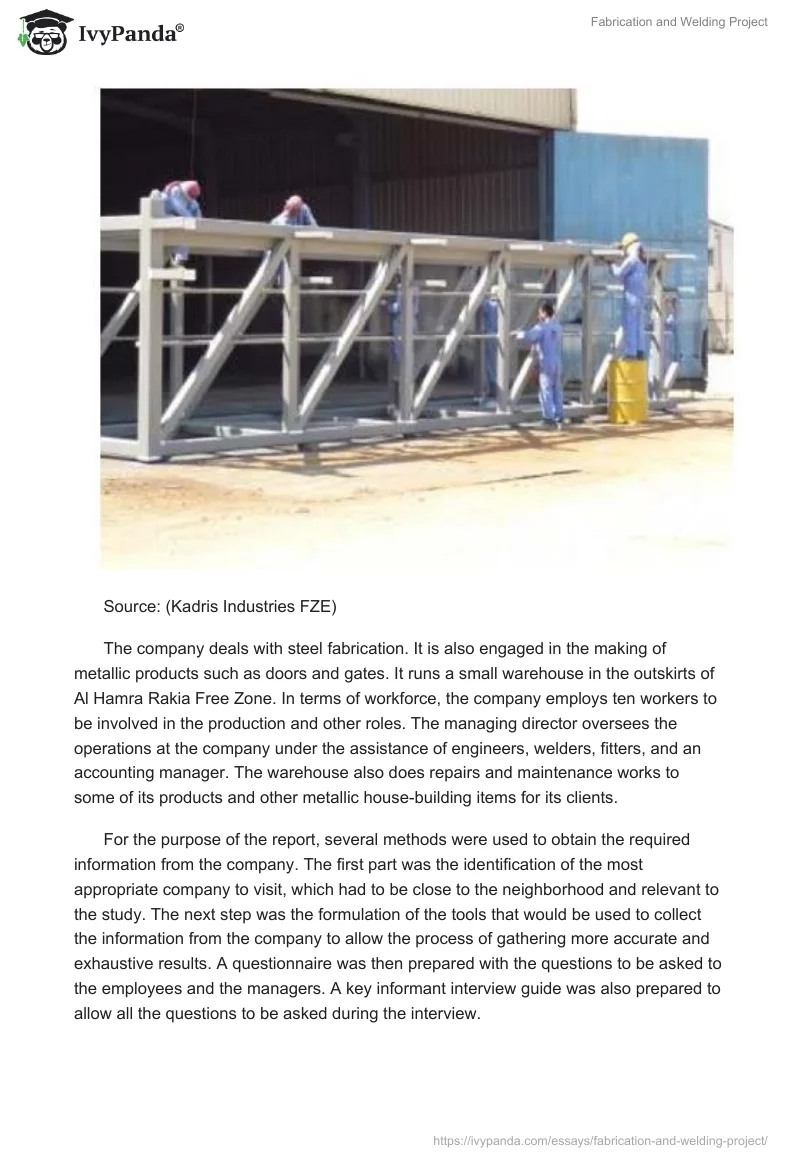 Fabrication and Welding Project. Page 2