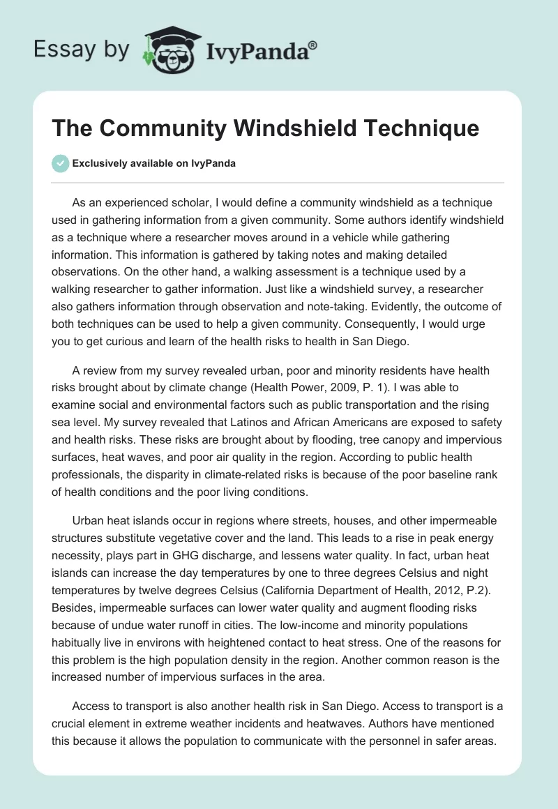 The Community Windshield Technique. Page 1